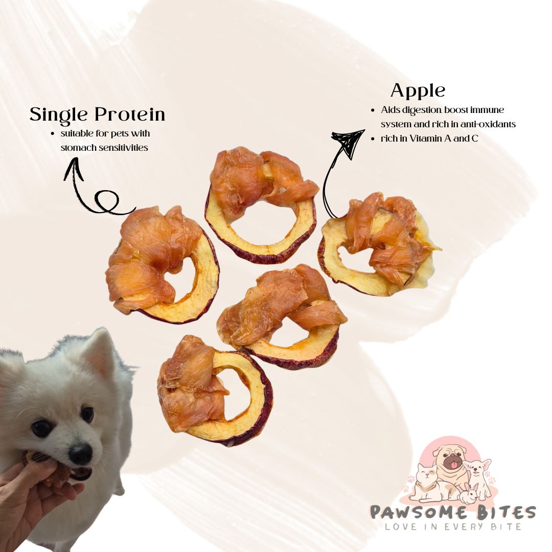 Chicken/Pork/Beef/Duck with Apple Ring Single Ingredient Pet Treat Dog Treat Cat Treat Fresh Treat