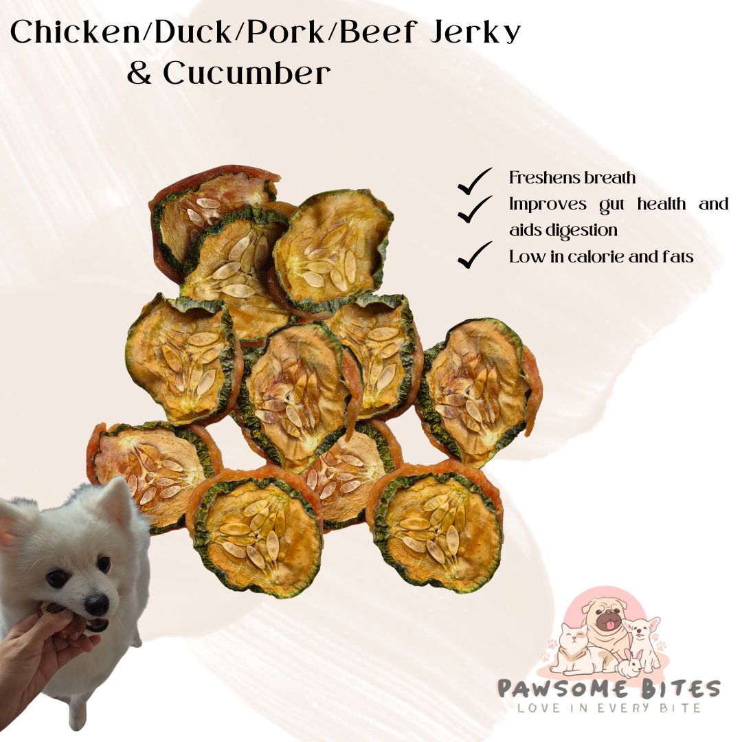 Chicken/Pork/Beef/Duck with Cucumber Jerky Single Ingredient Pet Treat Dog Treat Cat Treat Fresh Treat