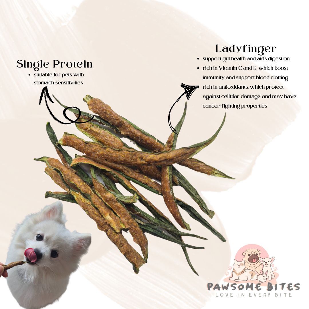 Chicken/Pork/Beef/Duck with Ladyfinger Jerky Single Ingredient Pet Treat Dog Treat Cat Treat Fresh Treat