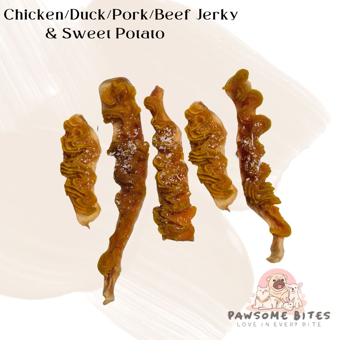 Chicken/Pork/Beef/Duck Jerky with Sweet Potato Single Ingredient Pet Treat Dog Treat Cat Treat Fresh Treat